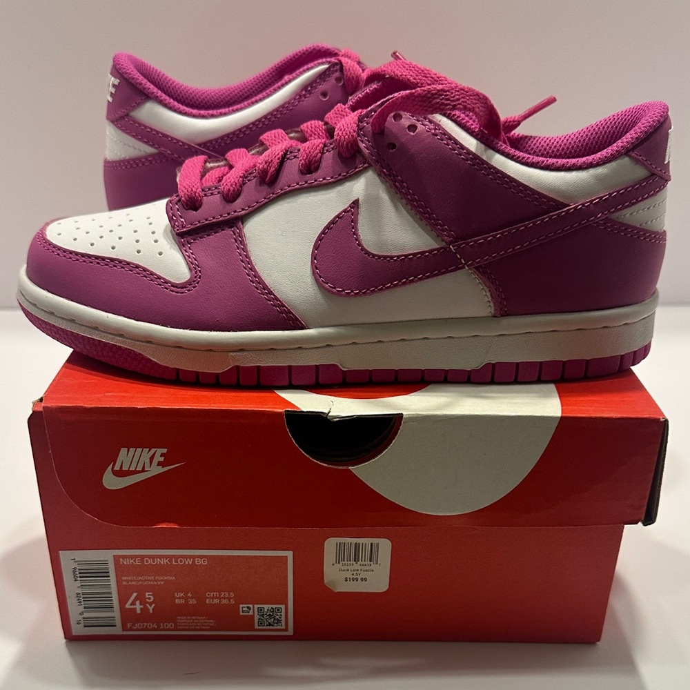 Nike Dunk Low Fuchsia and White Sneakers